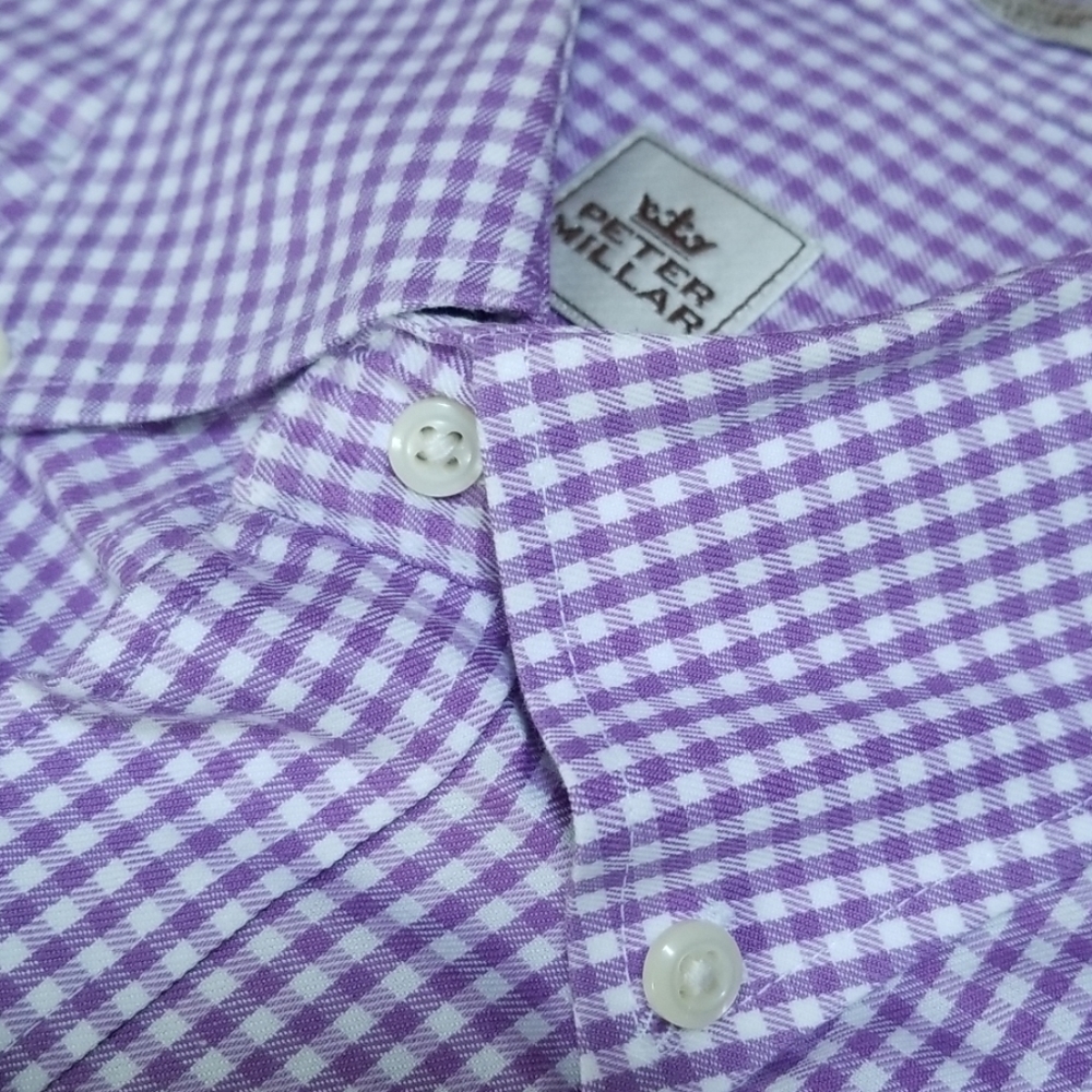 Peter Millar Lavender White Easycare L Shirt Mint